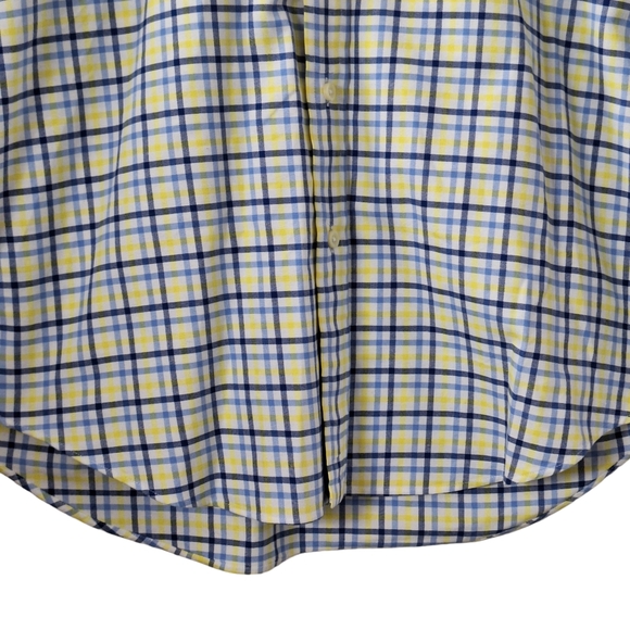 Ralph Lauren Men Sz M Classic Fit Yellow Blue Check Button-Down Shirt Flesh Pony - Picture 4 of 15
